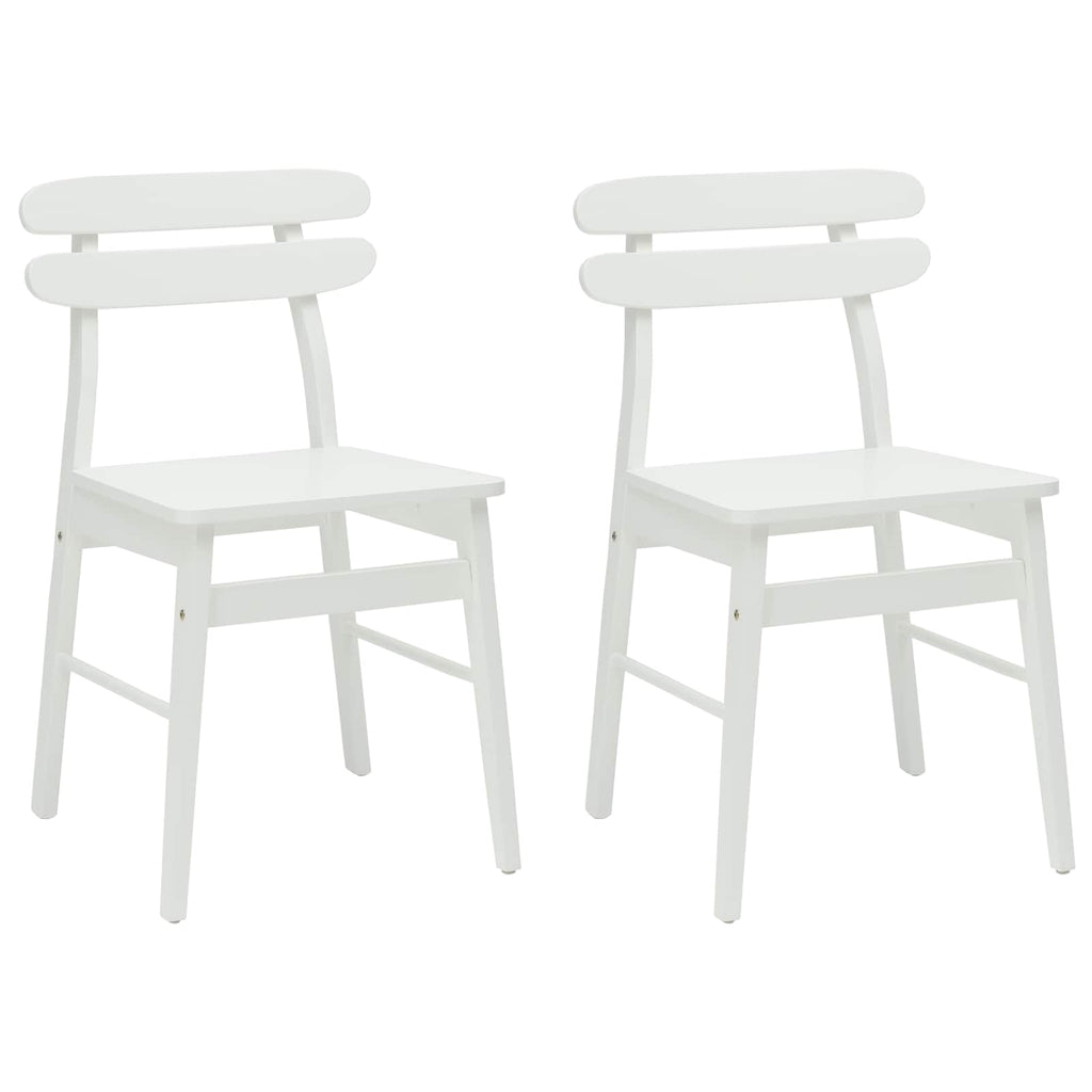 Dining Chair 2 pcs White Solid Rubber Wood