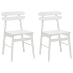 Dining Chair 2 pcs White Solid Rubber Wood