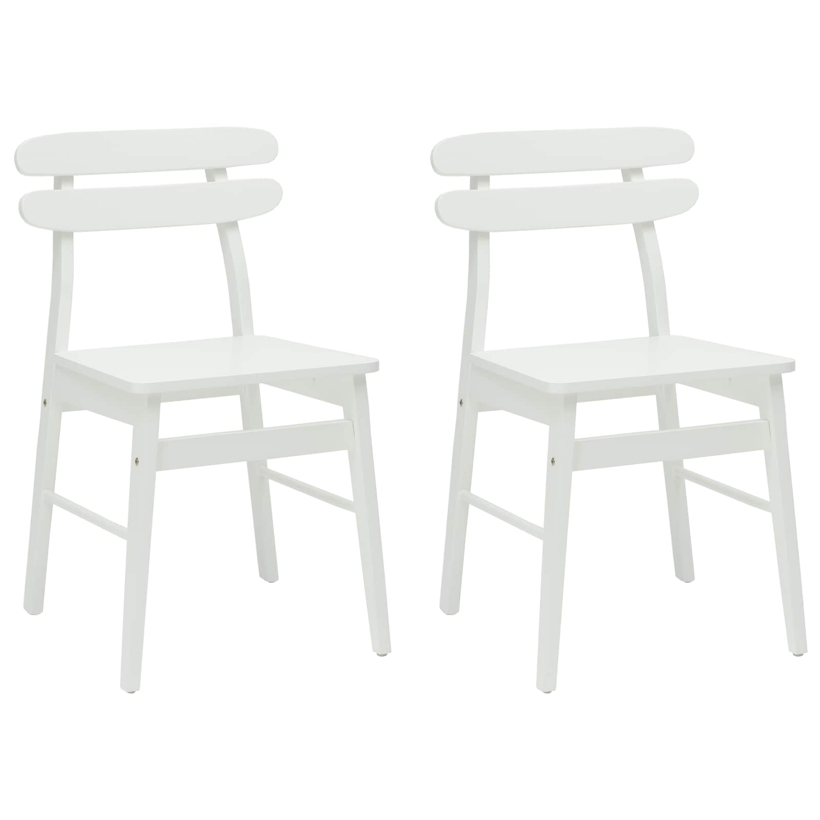 Dining Chair 2 pcs White Solid Rubber Wood
