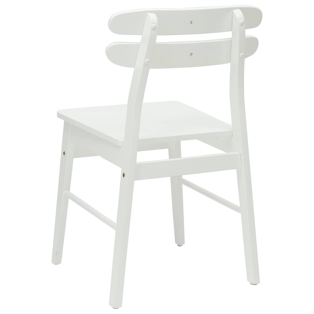 Dining Chair 2 pcs White Solid Rubber Wood
