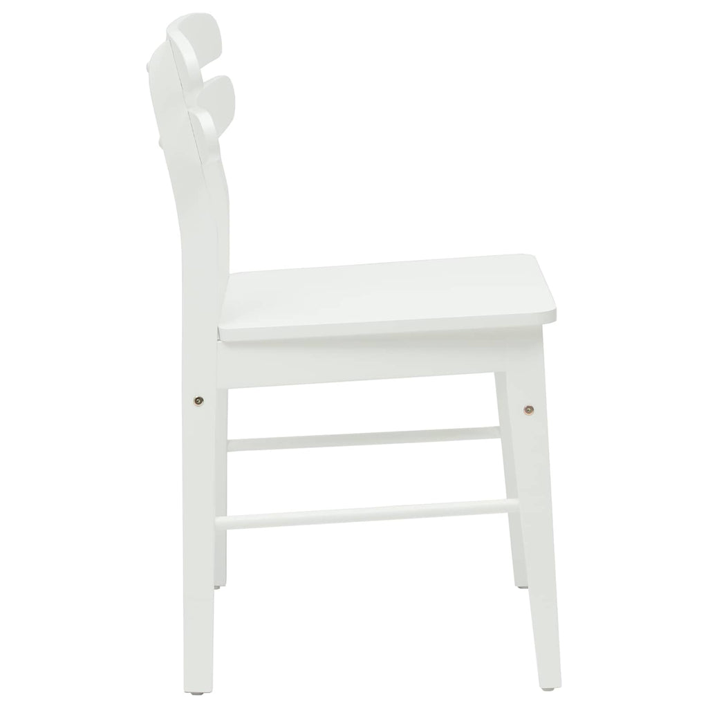 Dining Chair 2 pcs White Solid Rubber Wood
