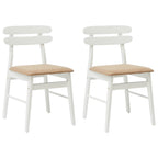 Dining Chair 2 pcs White and Brown Solid Rubber Wood