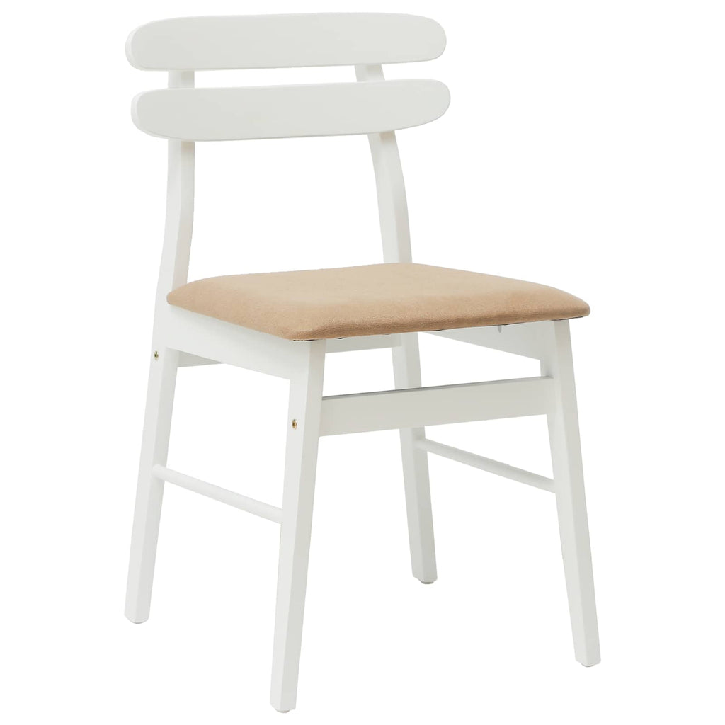 Dining Chair 2 pcs White and Brown Solid Rubber Wood
