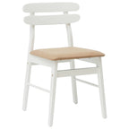Dining Chair 2 pcs White and Brown Solid Rubber Wood