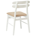Dining Chair 2 pcs White and Brown Solid Rubber Wood