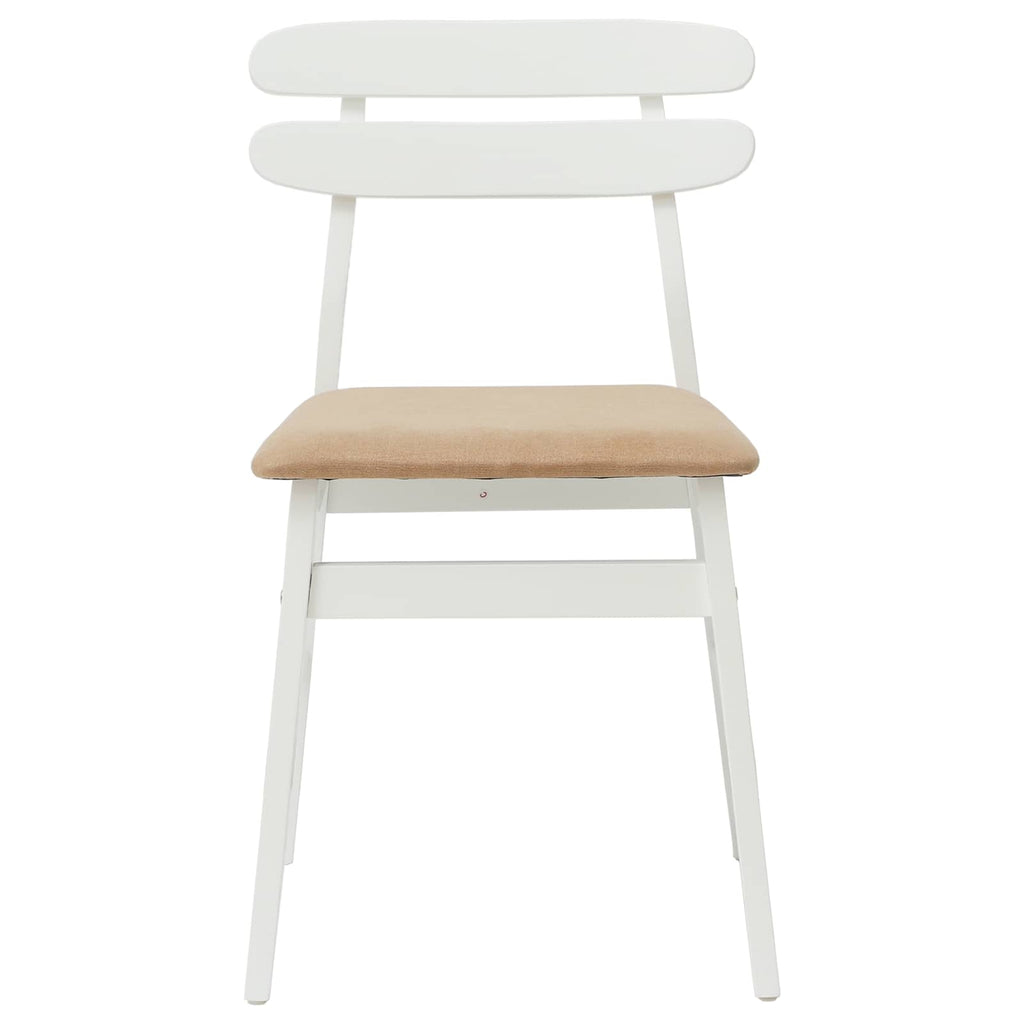 Dining Chair 2 pcs White and Brown Solid Rubber Wood