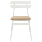 Dining Chair 2 pcs White and Brown Solid Rubber Wood