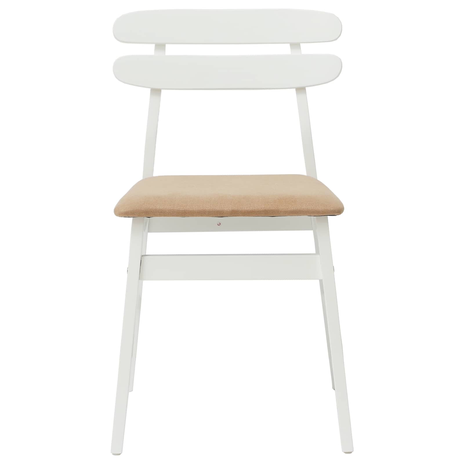 Dining Chair 2 pcs White and Brown Solid Rubber Wood