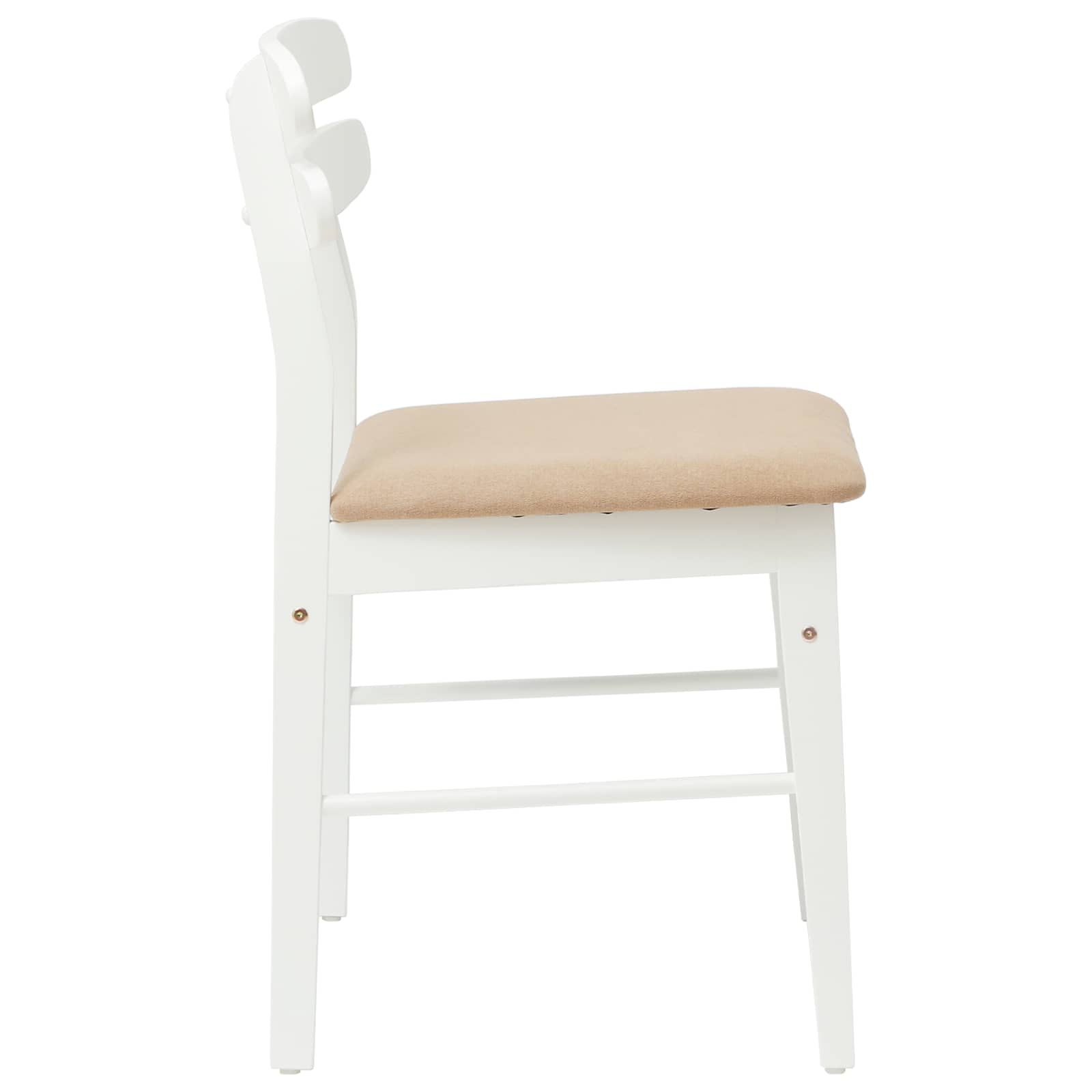 Dining Chair 2 pcs White and Brown Solid Rubber Wood