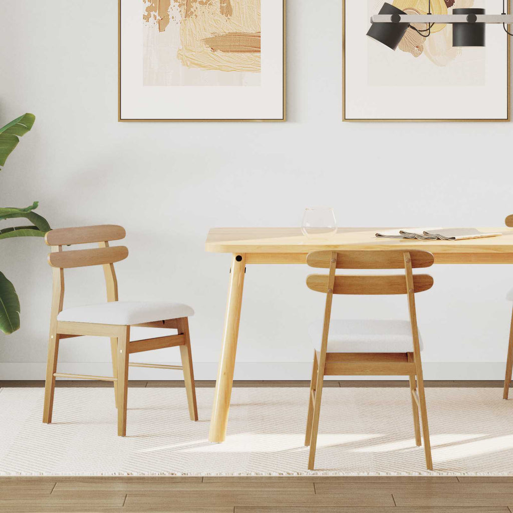 Dining Chair 2 pcs Natural and Light Solid Rubber Wood