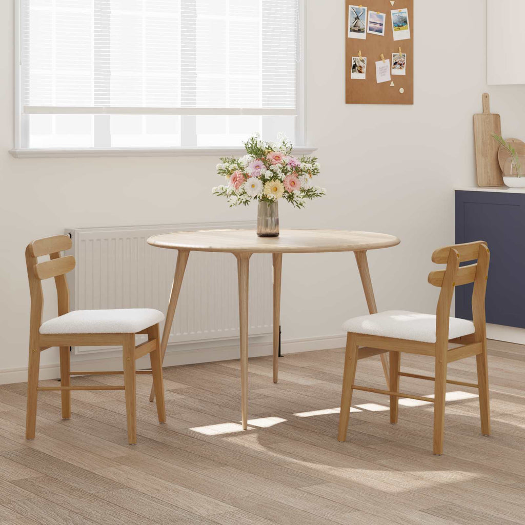 Dining Chair 2 pcs Natural and Light Solid Rubber Wood