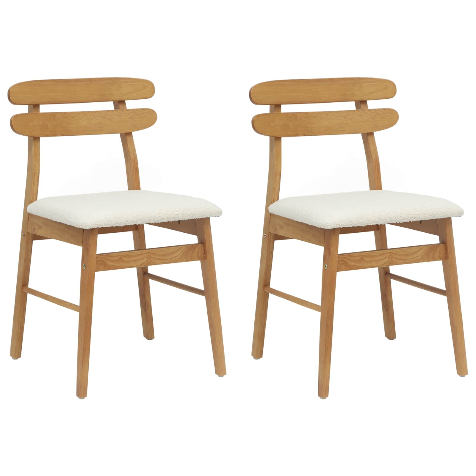 Dining Chair 2 pcs Natural and Light Solid Rubber Wood