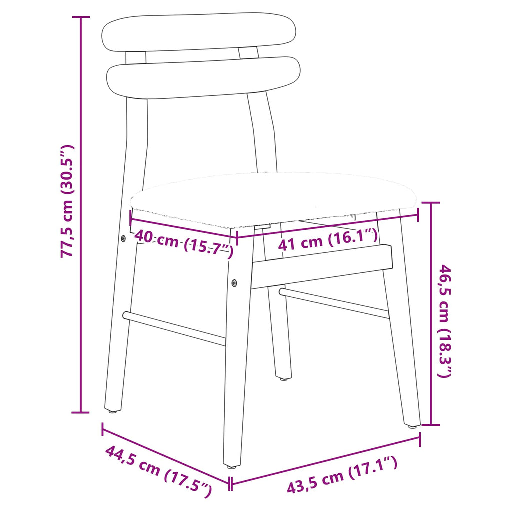 Dining Chair 2 pcs Natural and Light Solid Rubber Wood