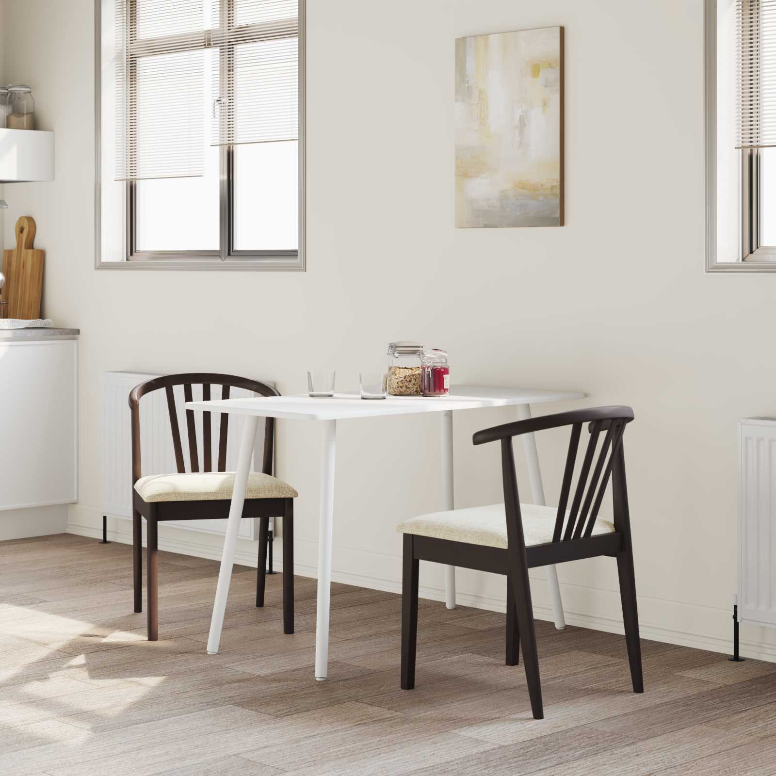 Dining Chair 2 pcs Light Brown and Light Solid Rubberwood