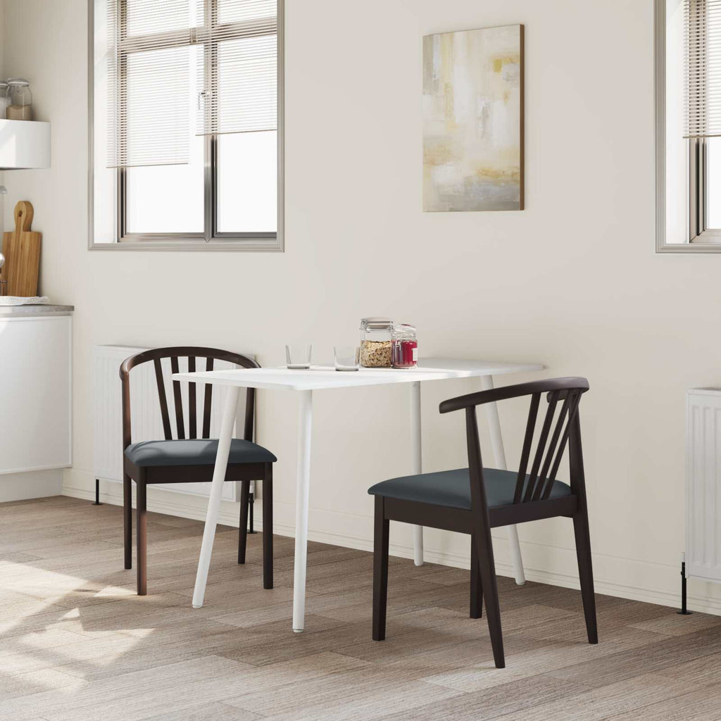 Dining Chair 2 pcs Light Brown and Black Solid Rubberwood