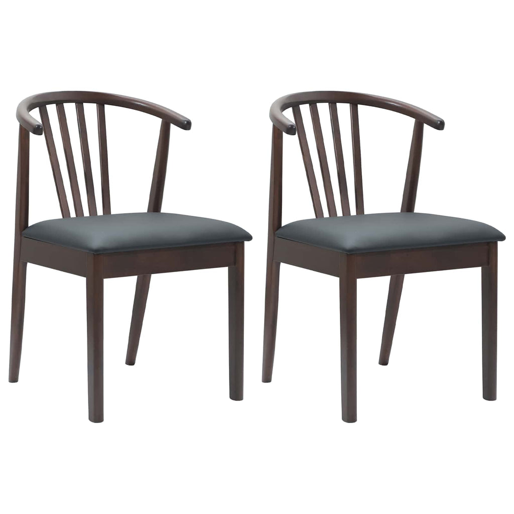 Dining Chair 2 pcs Light Brown and Black Solid Rubberwood