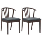 Dining Chair 2 pcs Light Brown and Black Solid Rubberwood