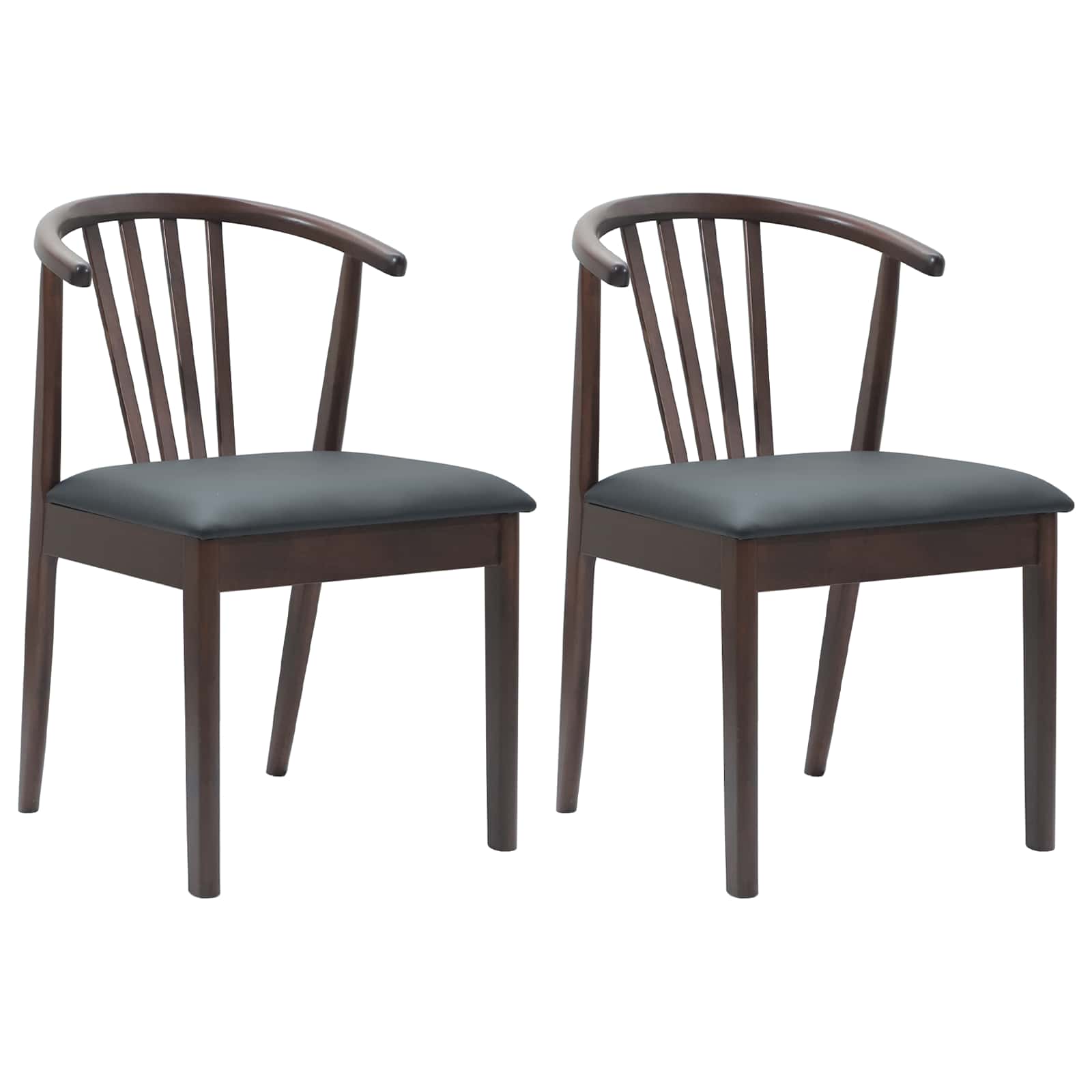 Dining Chair 2 pcs Light Brown and Black Solid Rubberwood