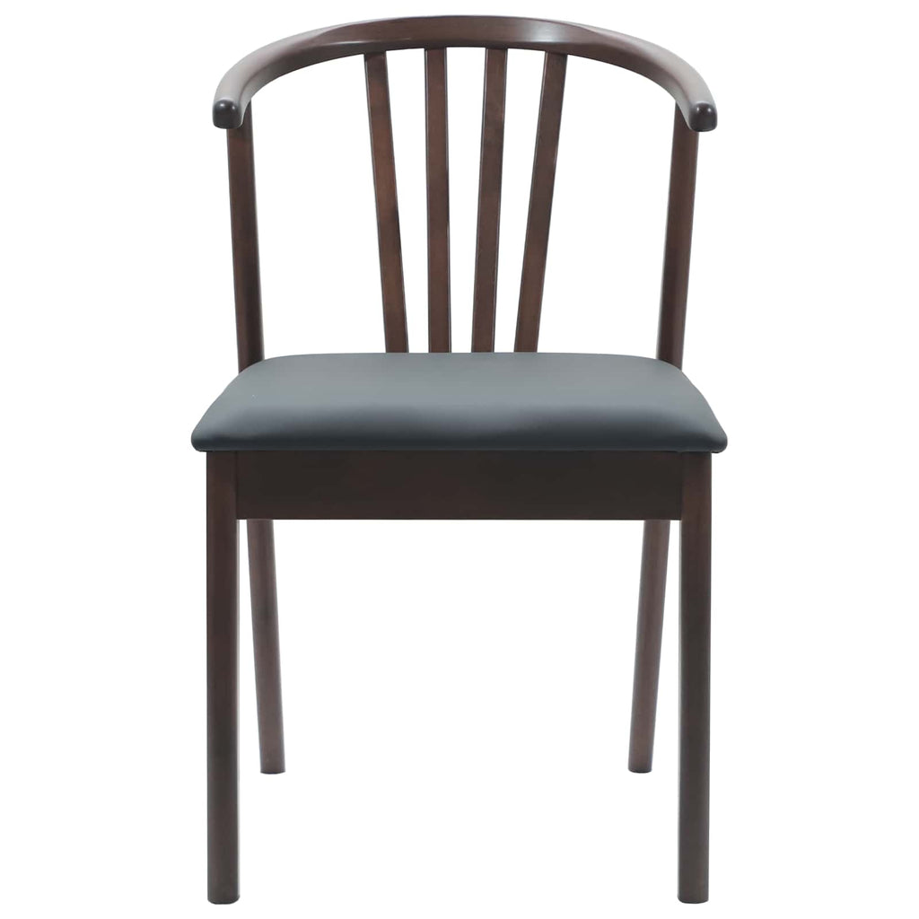 Dining Chair 2 pcs Light Brown and Black Solid Rubberwood