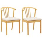Dining Chair 2 pcs Natural and Light Solid Rubberwood