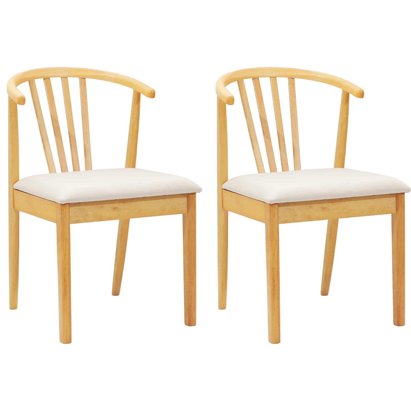 Dining Chair 2 pcs Natural and Light Solid Rubberwood