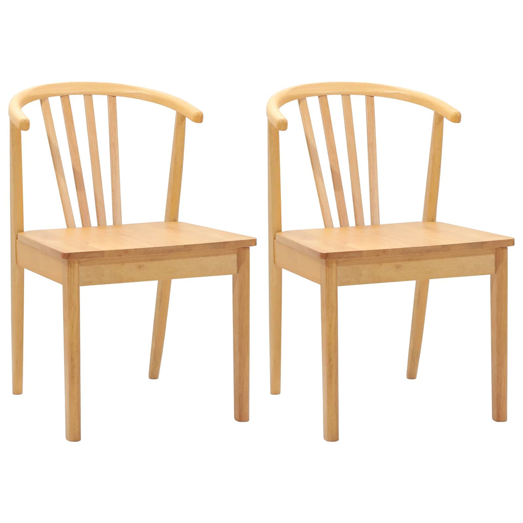 Dining Chair 2 pcs Natural Solid Rubberwood