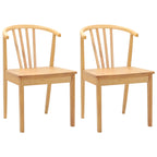 Dining Chair 2 pcs Natural Solid Rubberwood