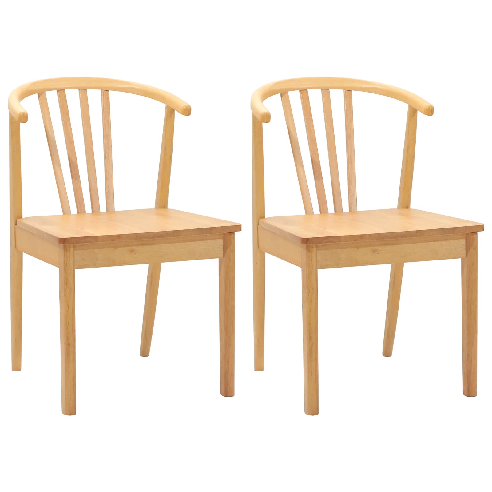 Dining Chair 2 pcs Natural Solid Rubberwood