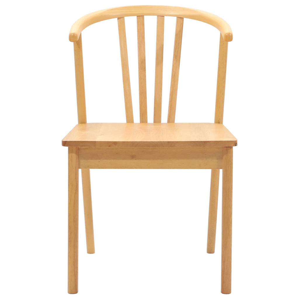 Dining Chair 2 pcs Natural Solid Rubberwood