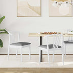 Dining Chair 2 pcs White and Grey Solid Rubberwood