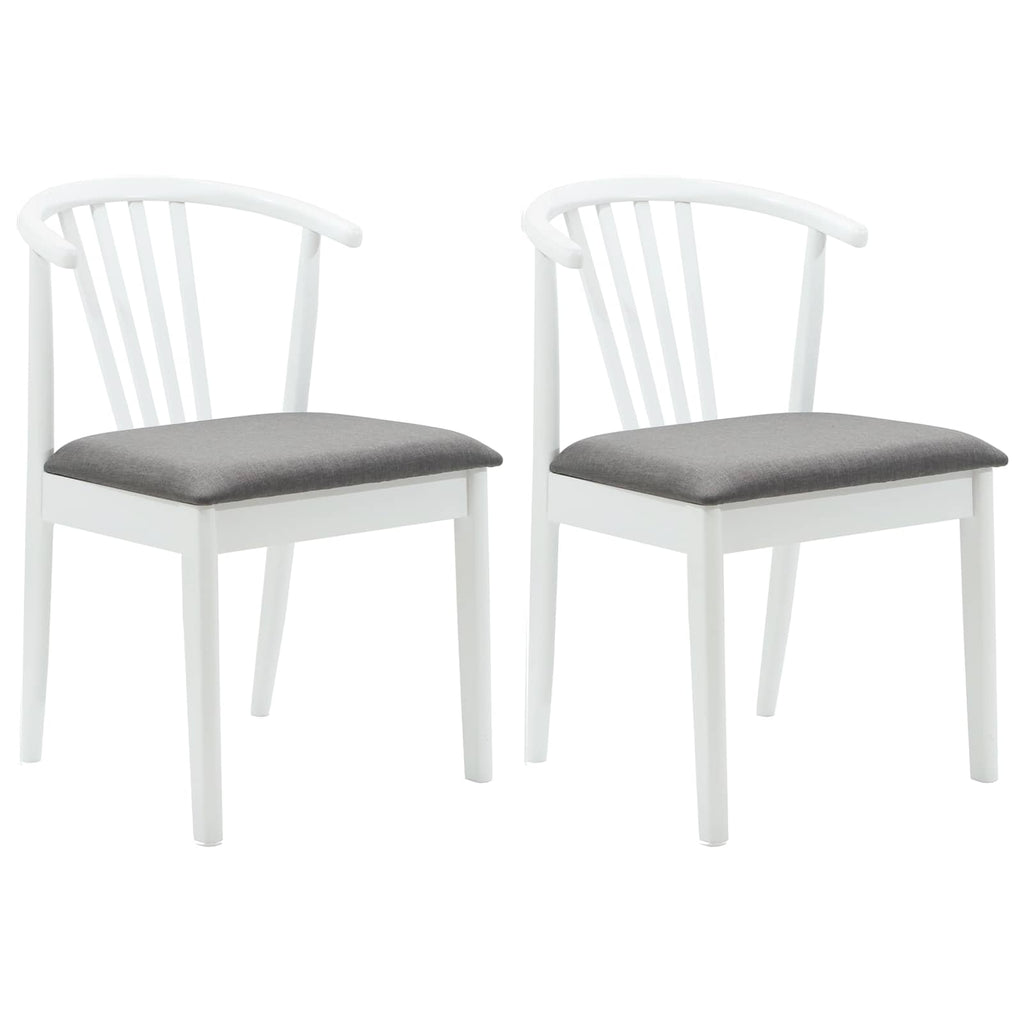 Dining Chair 2 pcs White and Grey Solid Rubberwood