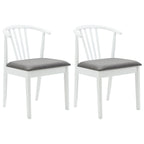 Dining Chair 2 pcs White and Grey Solid Rubberwood