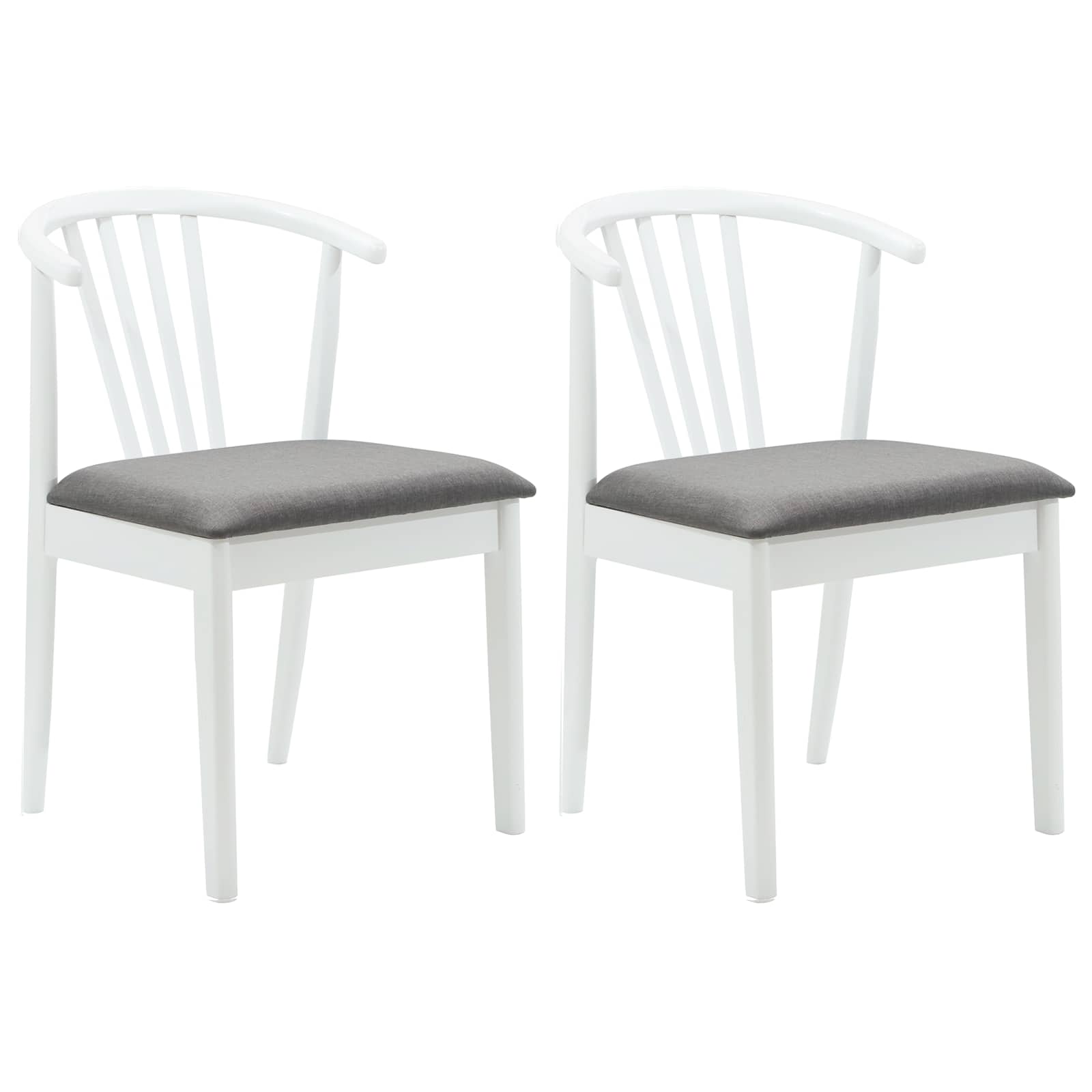 Dining Chair 2 pcs White and Grey Solid Rubberwood