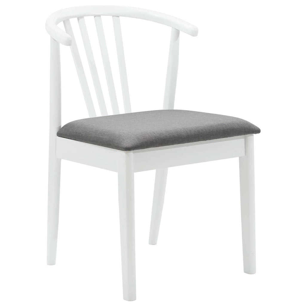 Dining Chair 2 pcs White and Grey Solid Rubberwood