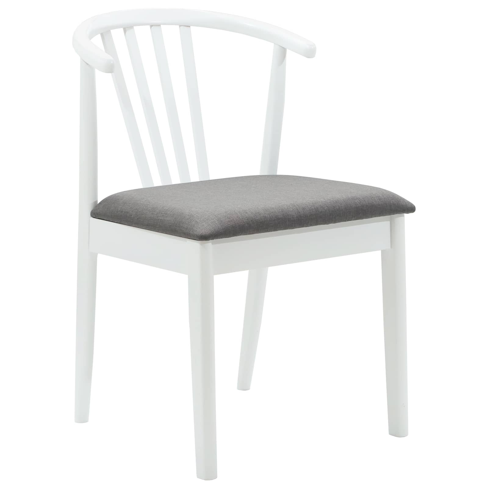 Dining Chair 2 pcs White and Grey Solid Rubberwood