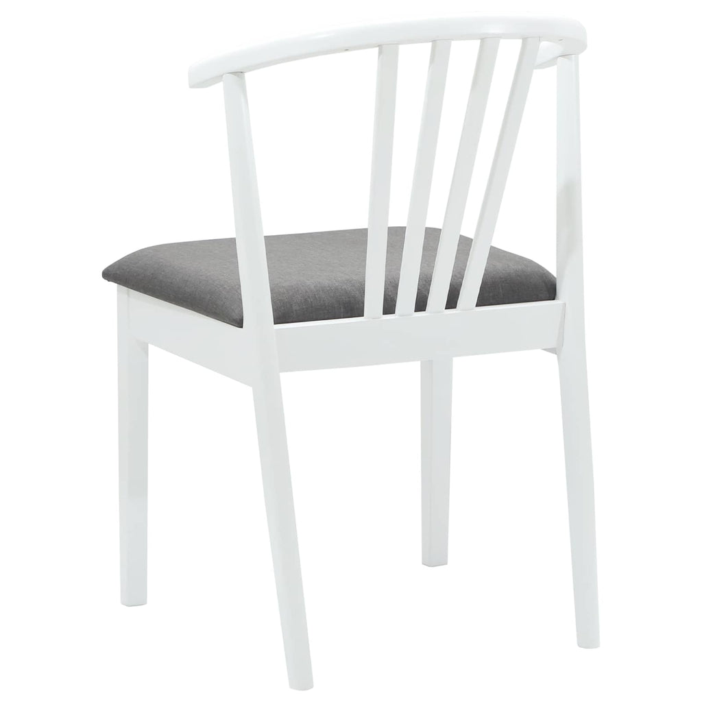 Dining Chair 2 pcs White and Grey Solid Rubberwood