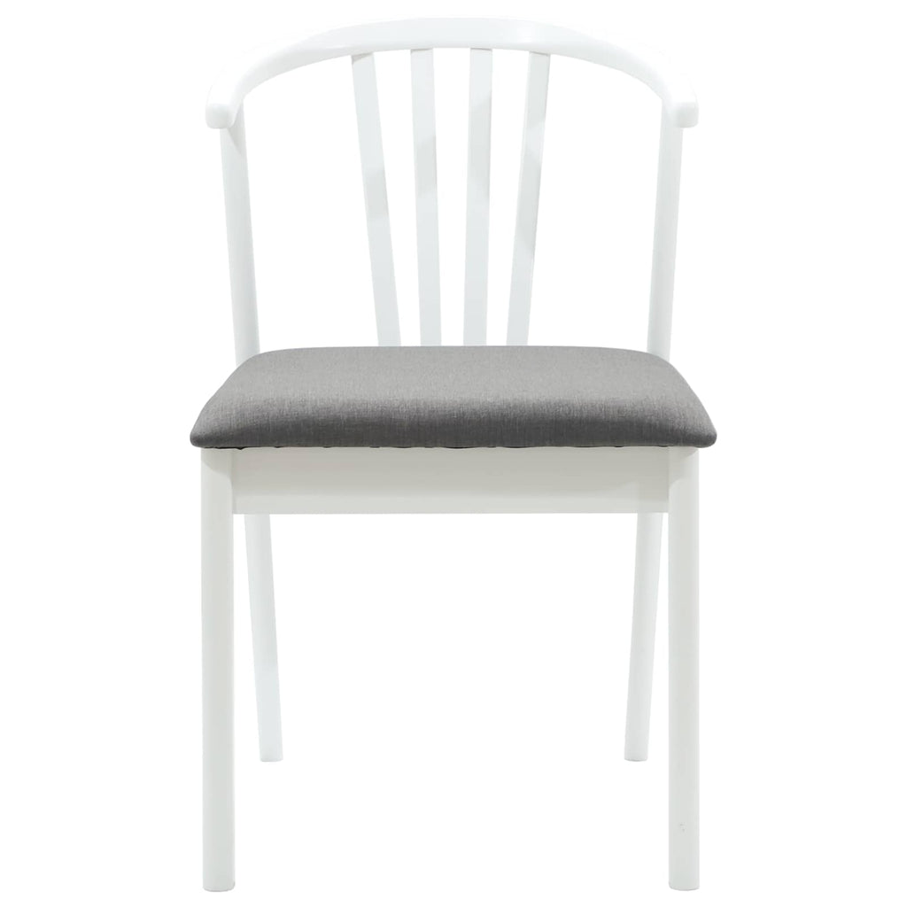 Dining Chair 2 pcs White and Grey Solid Rubberwood