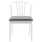 Dining Chair 2 pcs White and Grey Solid Rubberwood
