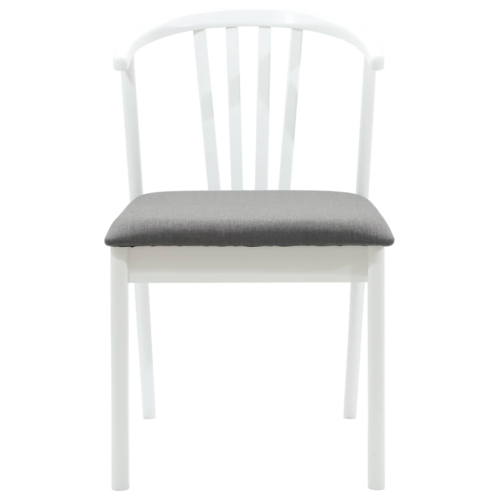 Dining Chair 2 pcs White and Grey Solid Rubberwood