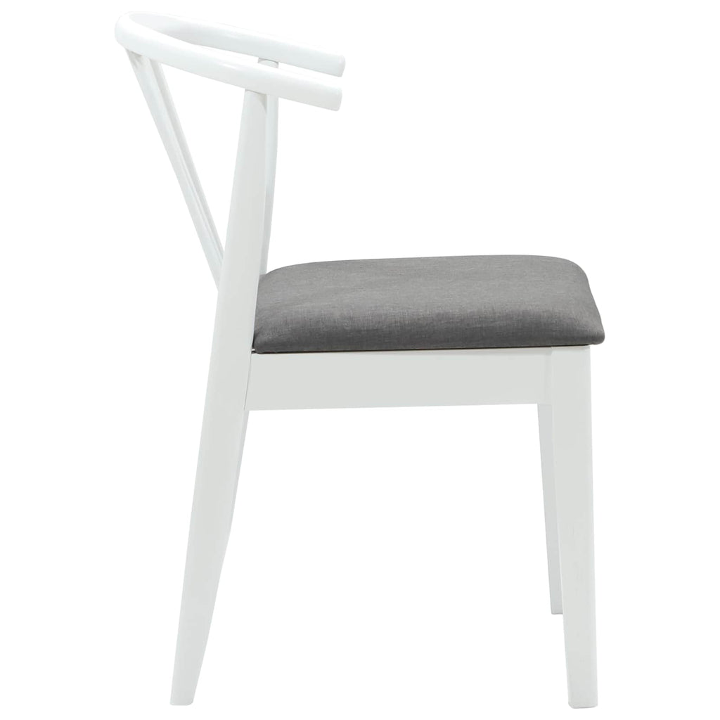 Dining Chair 2 pcs White and Grey Solid Rubberwood