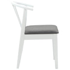 Dining Chair 2 pcs White and Grey Solid Rubberwood
