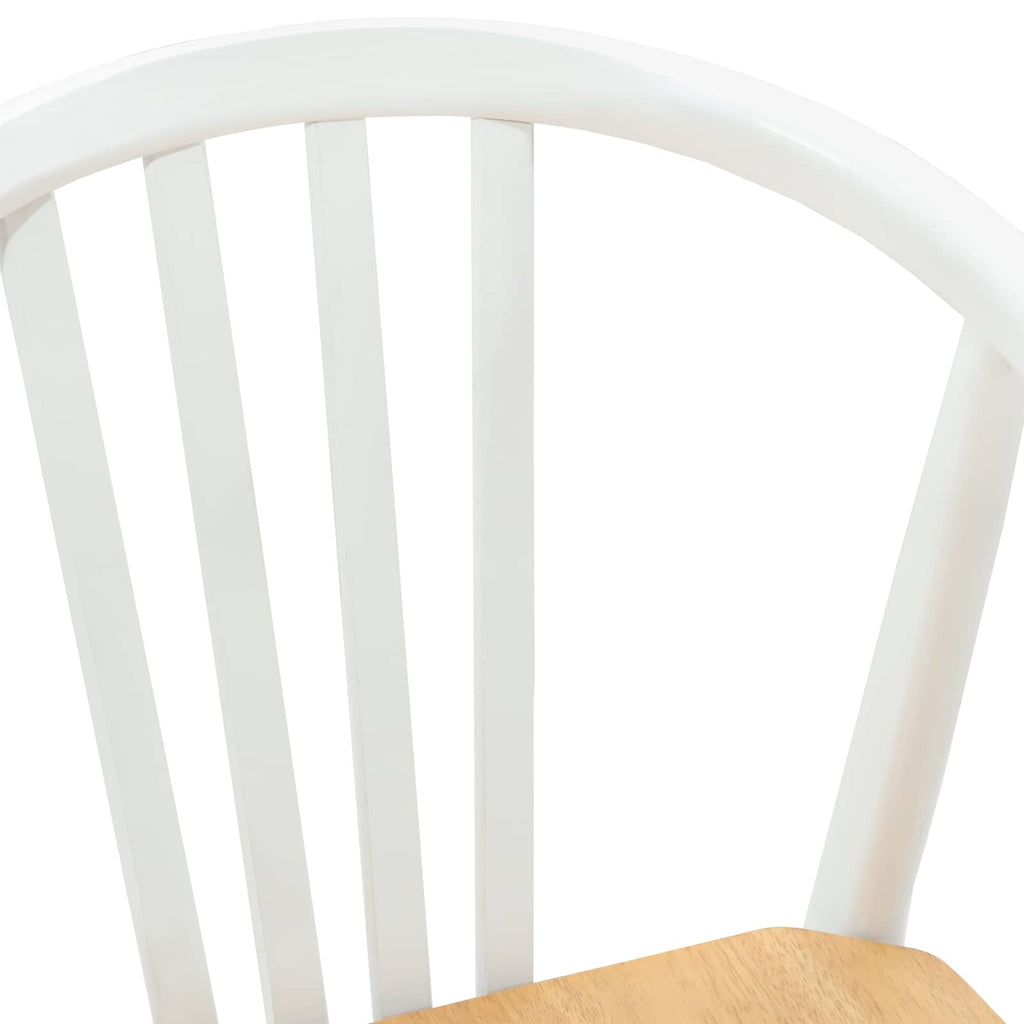 Dining Chair 2 pcs White and natural Solid Rubberwood
