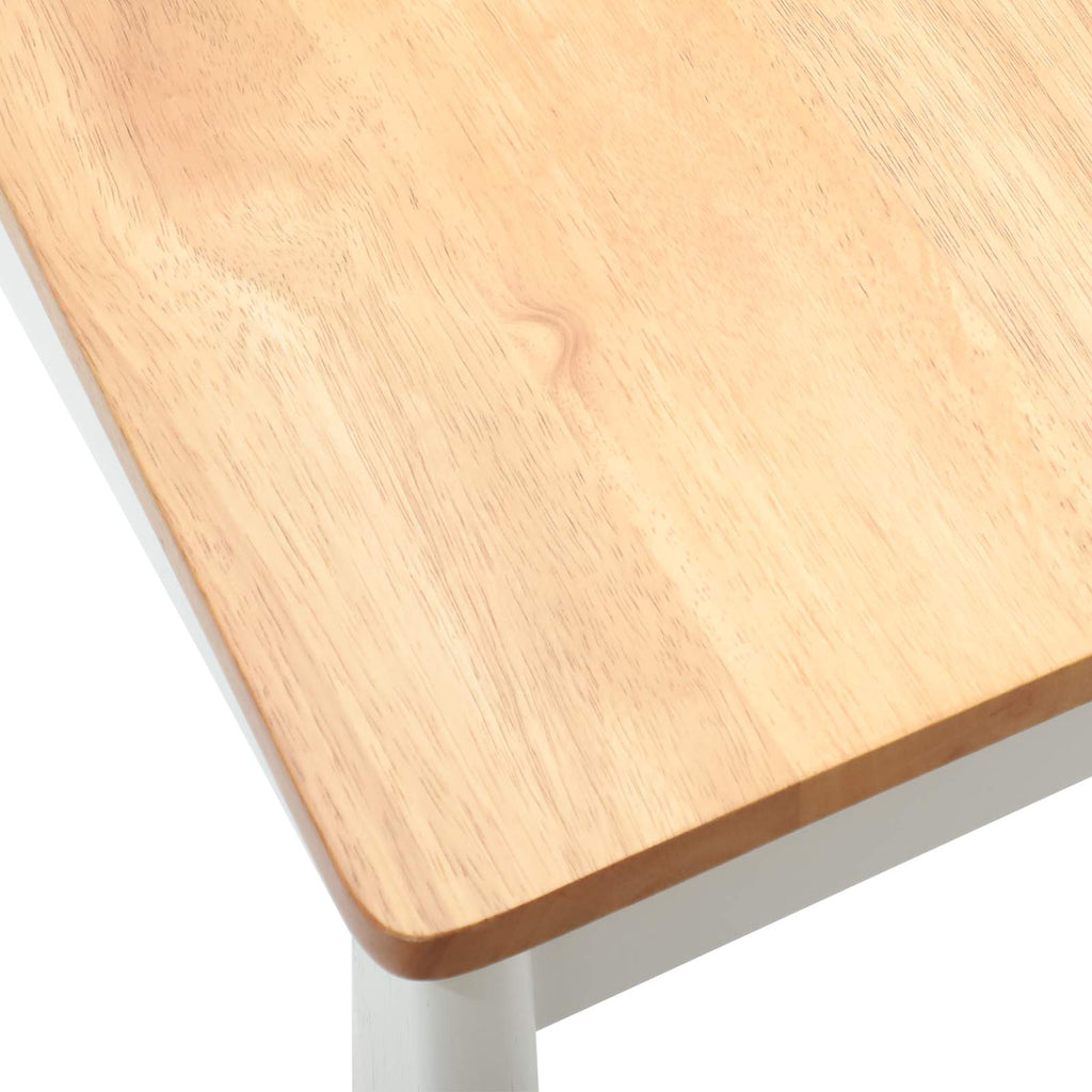 Dining Chair 2 pcs White and natural Solid Rubberwood