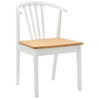 Dining Chair 2 pcs White and natural Solid Rubberwood