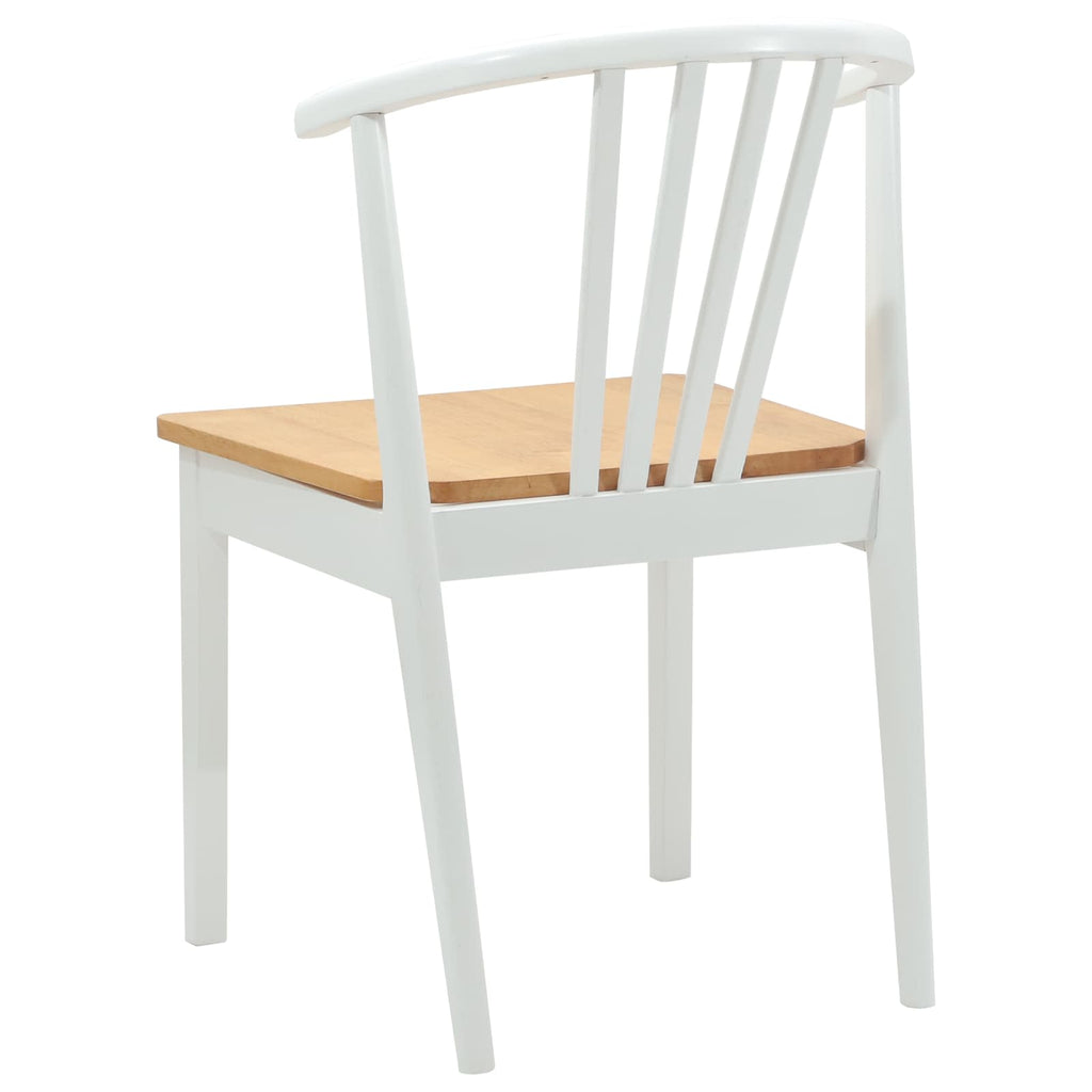 Dining Chair 2 pcs White and natural Solid Rubberwood