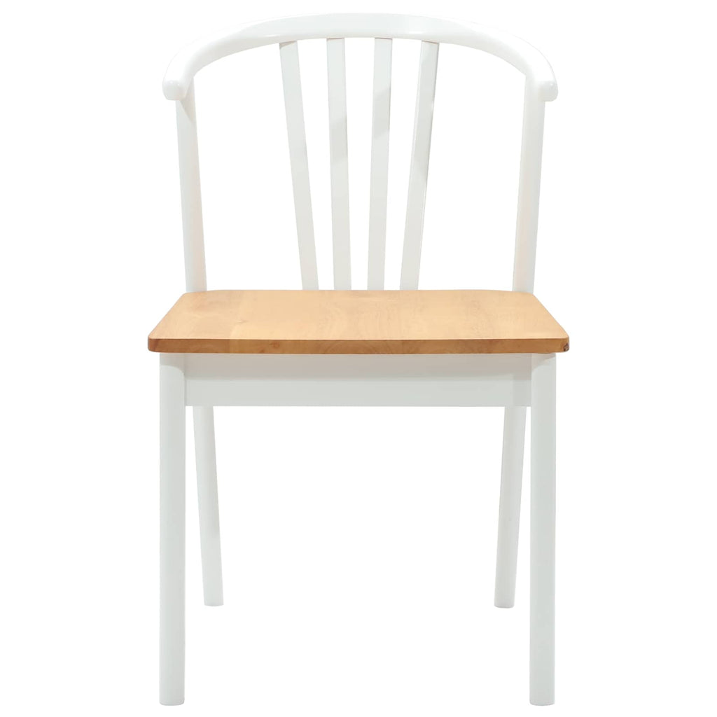 Dining Chair 2 pcs White and natural Solid Rubberwood