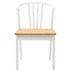 Dining Chair 2 pcs White and natural Solid Rubberwood