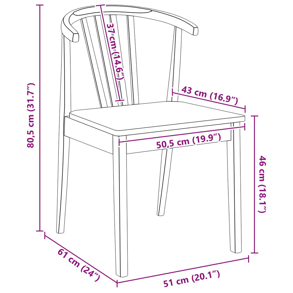 Dining Chair 2 pcs White and natural Solid Rubberwood
