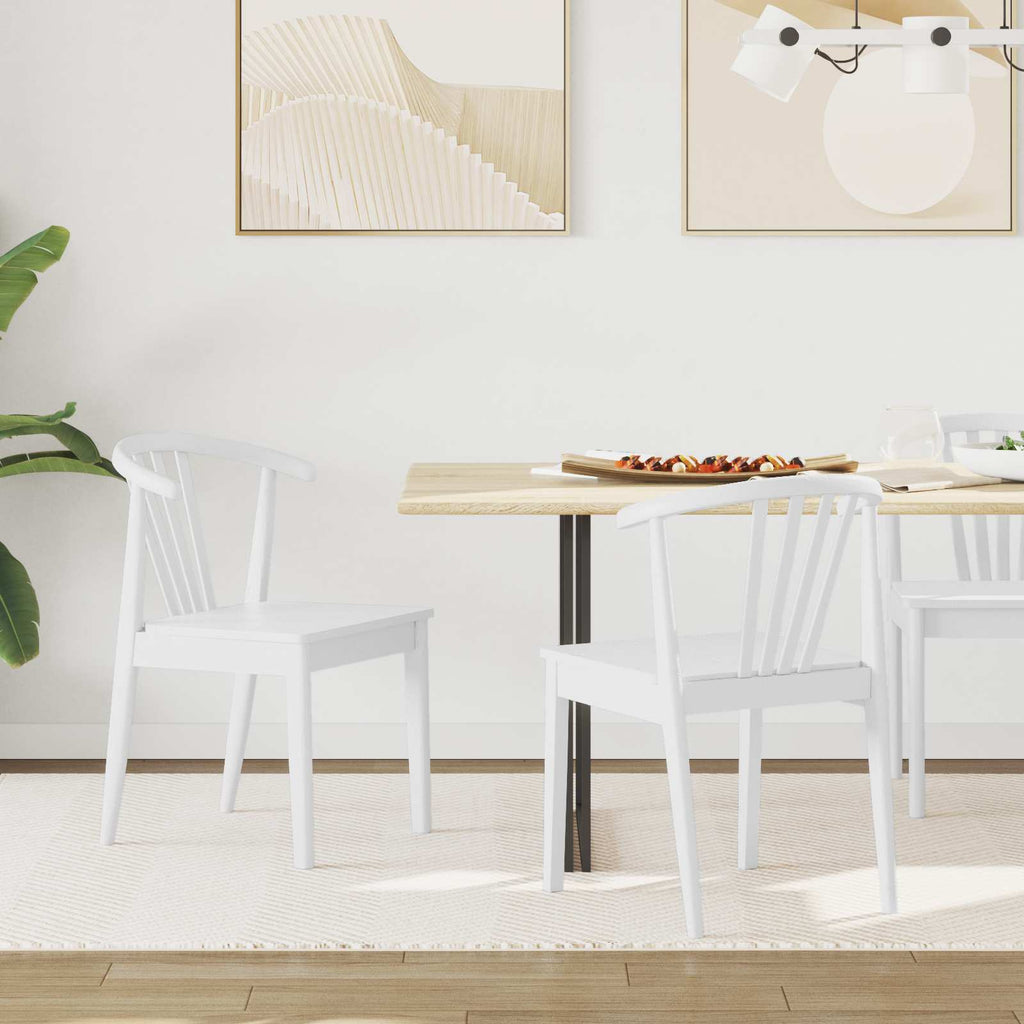 Dining Chair 2 pcs White Solid Rubberwood