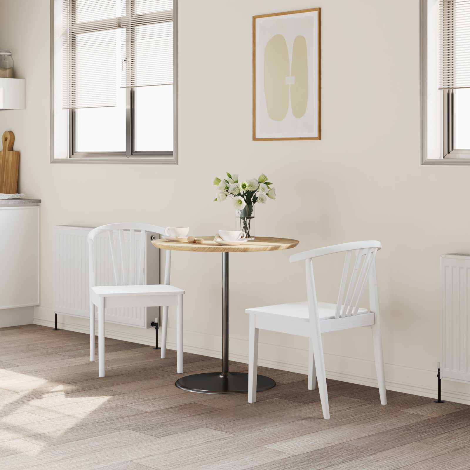 Dining Chair 2 pcs White Solid Rubberwood